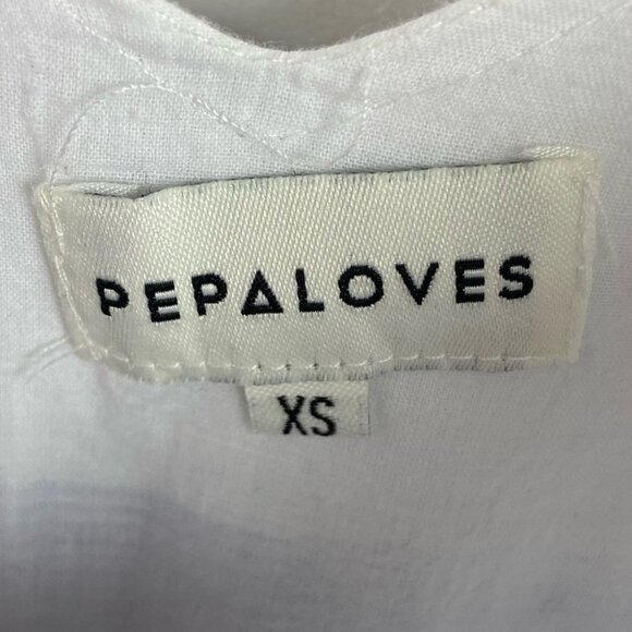 Anthropologie Pepaloves Flower Striped Mini Dress Size XS Blue White V-Neck Boho - Picture 6 of 13